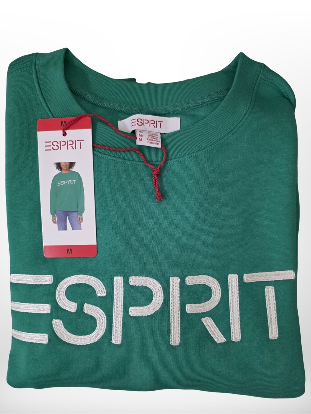 Esprit Teal Green Logo Crewneck Sweatshirt NWT